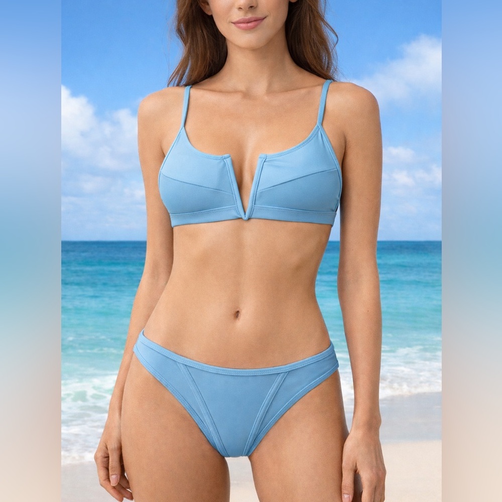 NWOT Blue V Wire Bikini Sz S